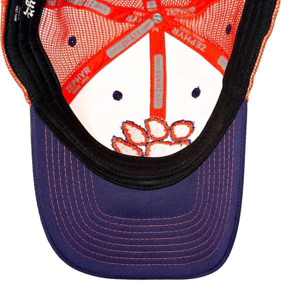 Clemson Tigers Mesh Snapback Hat Cap Paw Orange Purple Embroidered Adjustable - Picture 6 of 10